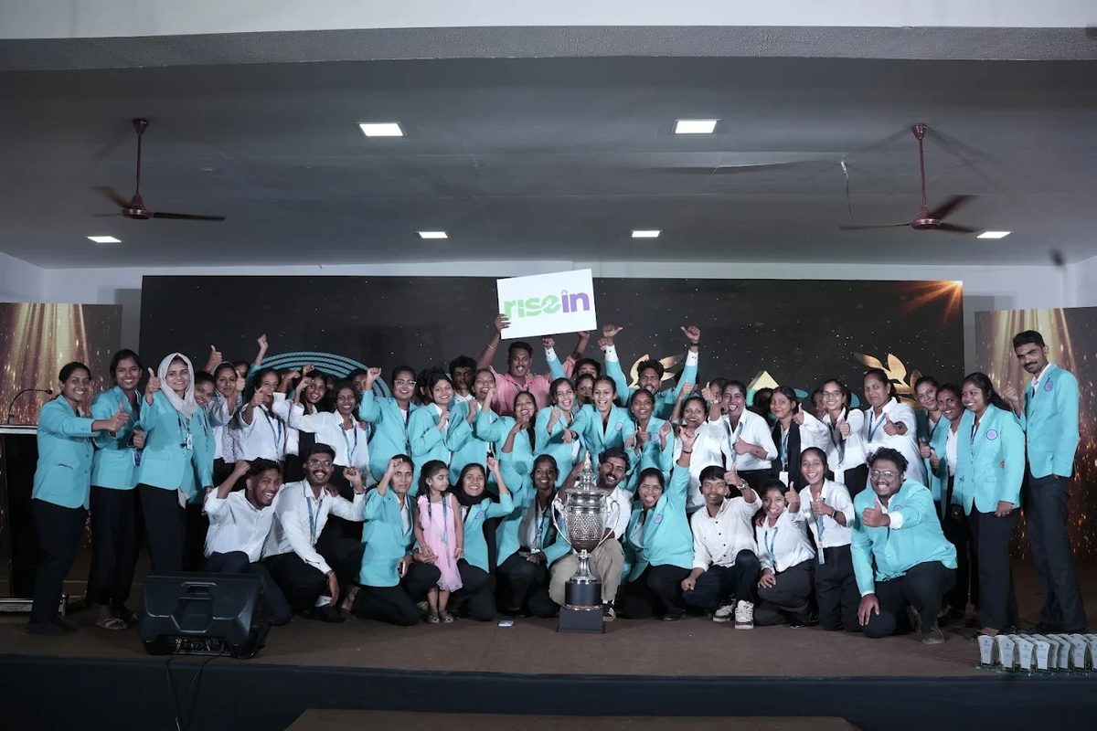 Futureace Healthcare Academy students celebrating on stage